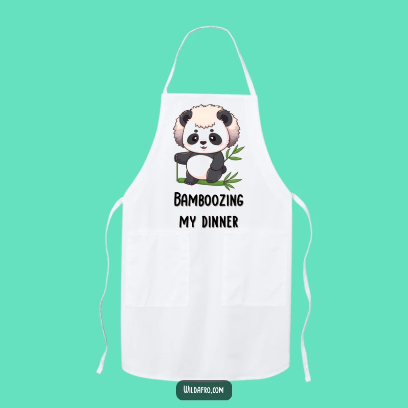 Funny Panda Afro Bamboo Balance Apron - Kitchen Zen Humor Gift