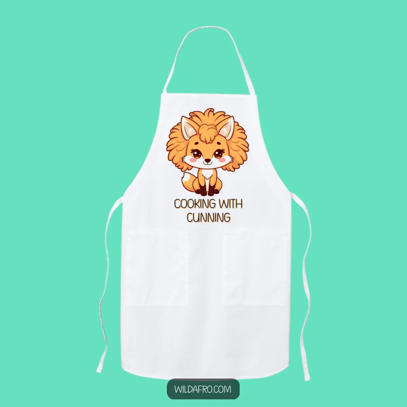 Funny Fox Afro Apron - Playful Vixen Kitchen Wear, Great Gift