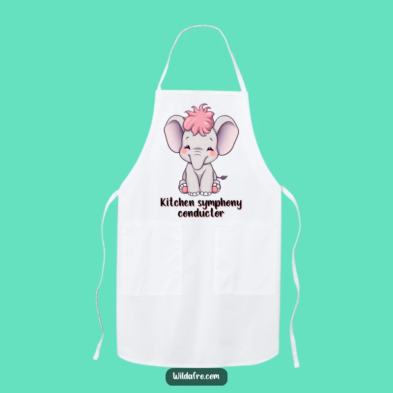 Funny Elephant Afro Trumpet Apron - Kitchen Joy Gift