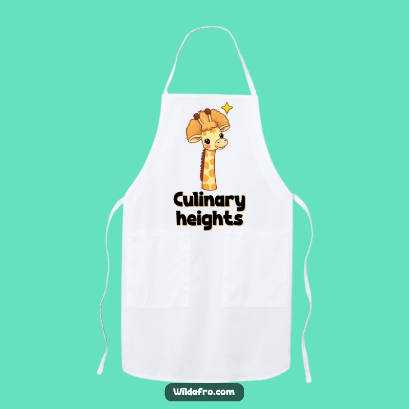 Funny Giraffe Afro Star Apron, Whimsical Chef Art, Hilarious Kitchen Gift