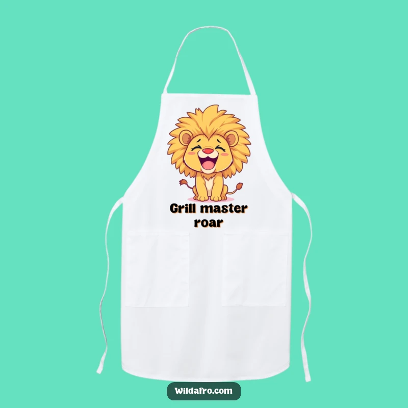 Funny Lion Cub Afro Apron - Cook with Playful Roar!