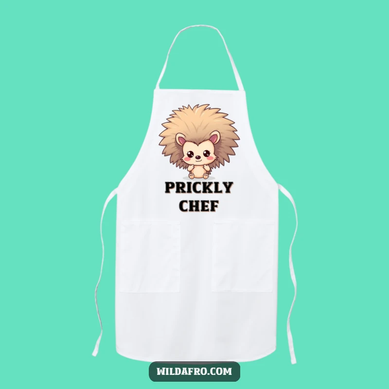 Funny Hedgehog Afro Apron: Shy Character Hiding Kitchen Gift