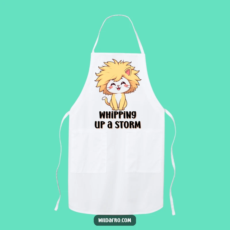 Funny Cat Afro Apron - Hilarious Kitchen Wear for Pet Lovers, Great Gift