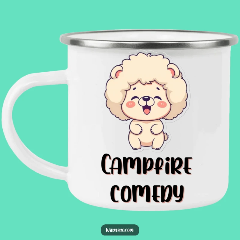 Funny Bear Afro Camping Mug - Retro Fun Outdoor Brew Gift