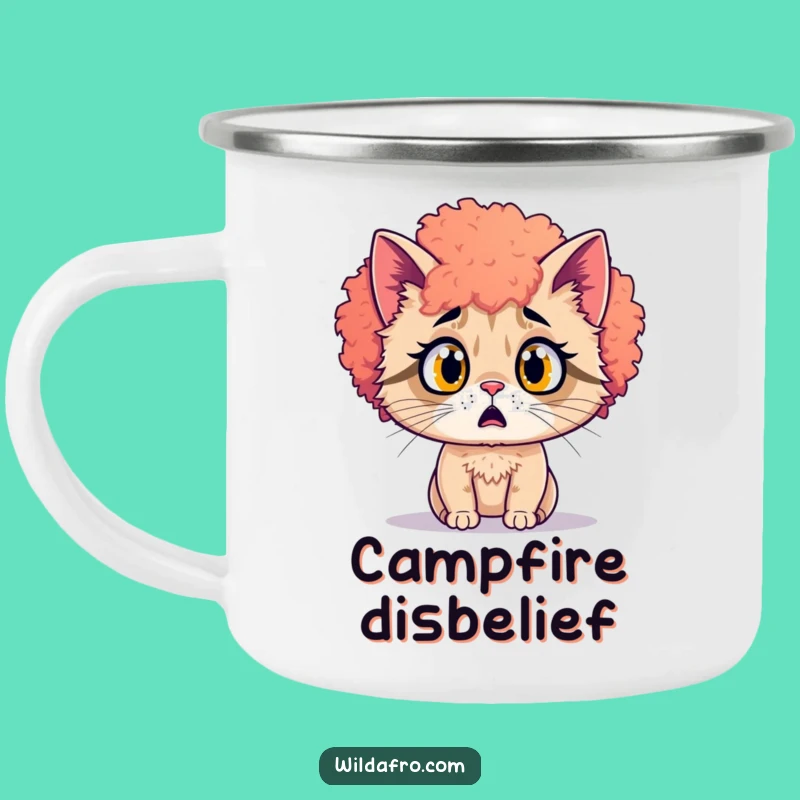 Funny Cat Afro Camping Mug - Surprise Brew with Funky Style Gift