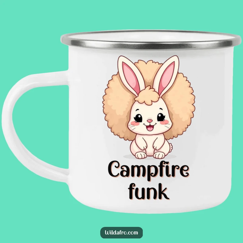 Funny Afro Bunny Camping Mug: Humorous Outdoor Gift for Stylish Campers