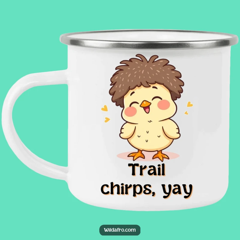 Funny Chick Afro Camping Mug - Adorable Baby Bird Drinkware Gift