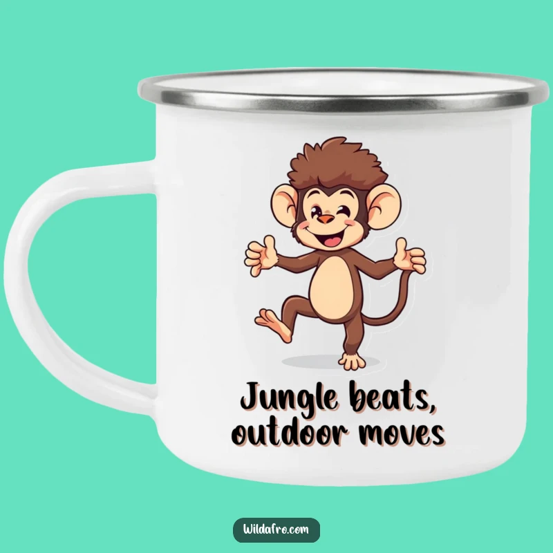 Funny Monkey Camping Mug: Dance Break Outdoors, Perfect Funny Gift for Campers