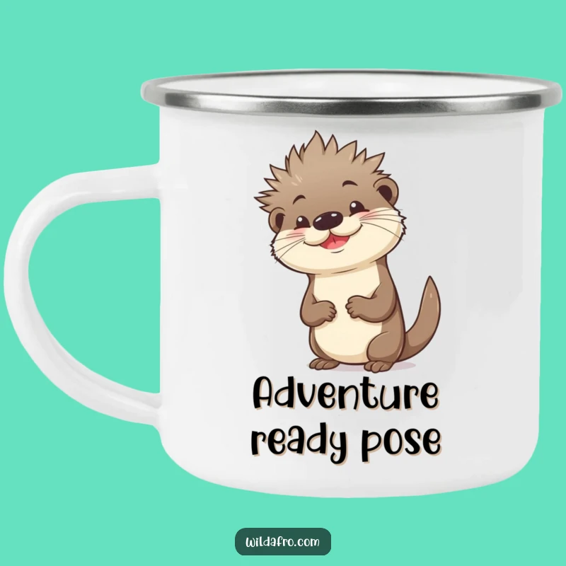 Funny Otter Spiky Afro Camping Mug - Durable Coolness for Outdoor Adventures, Gift