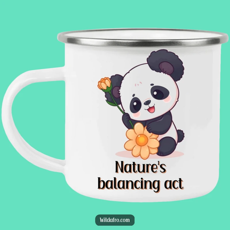 Funny Panda Afro Camping Mug - Durable Enamel for Outdoor Laughs, Great Gift
