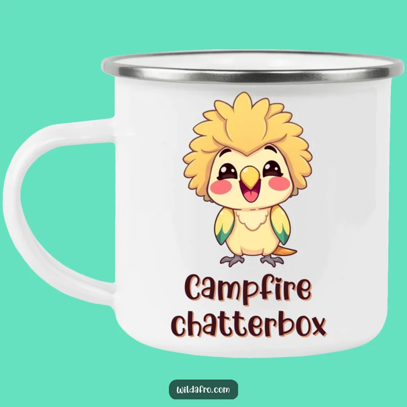 Funny Parrot Afro Camping Mug - Adventure & Cheer Gift