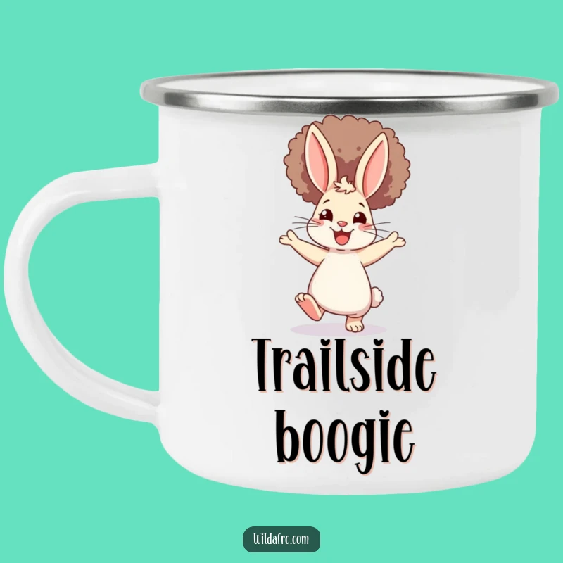 Funny Rabbit Afro Dancer Camping Mug: Campfire Grooves and Joyful Sips