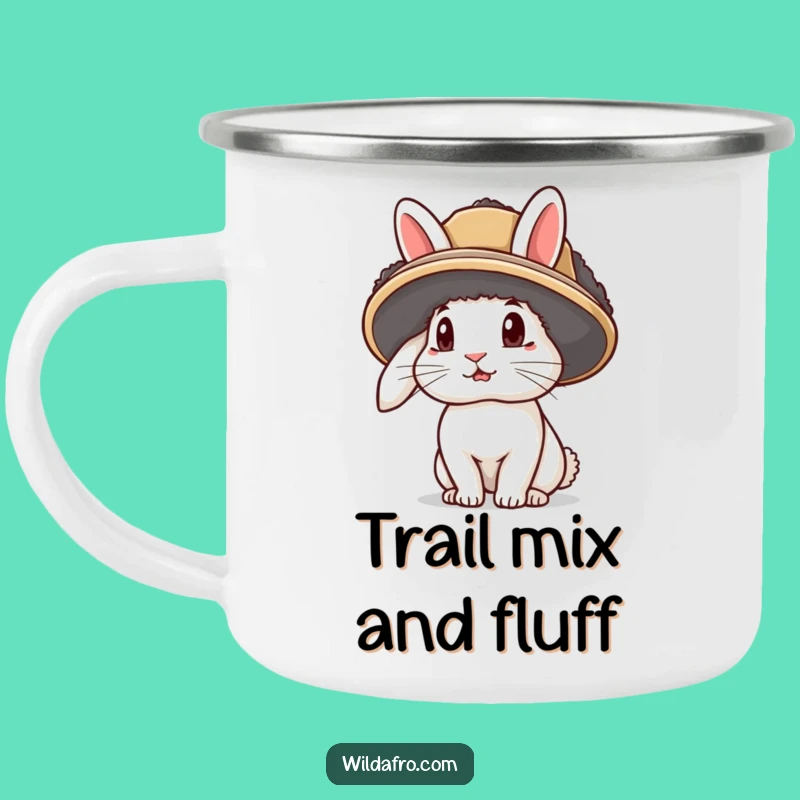 Funny Rabbit Afro Hat Camping Mug: Adventure Fuelled by Cute Bunny Vibes