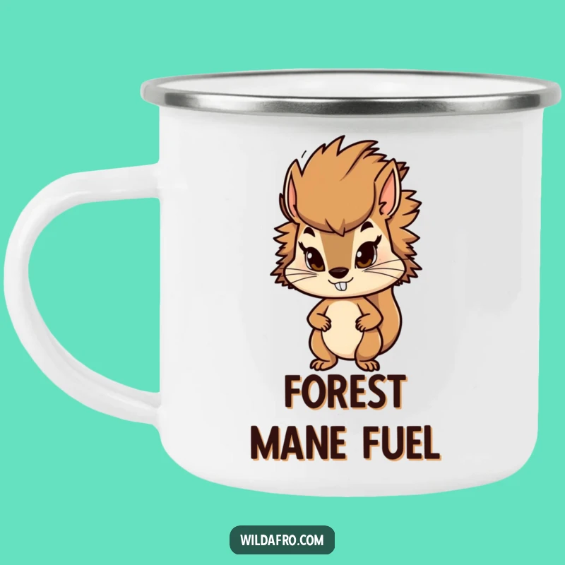 Funny Squirrel Afro Camping Mug - Bushy Haired Collector Outdoor Mug, Perfect Gift