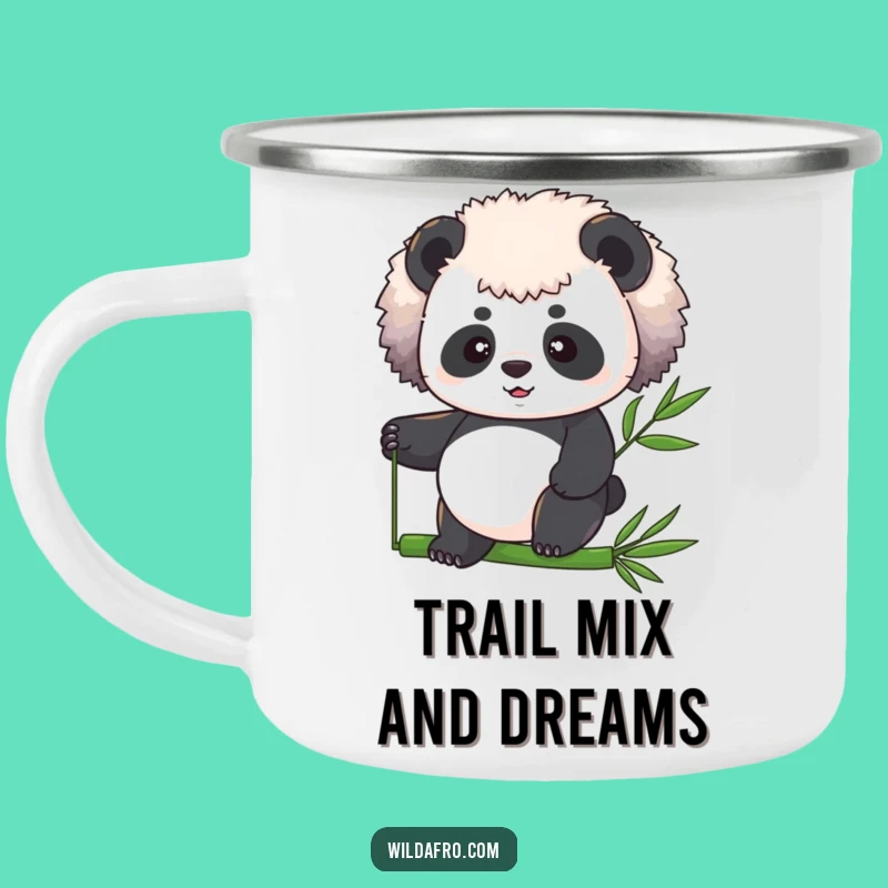 Funny Panda Afro Bamboo Balance Camping Mug - Outdoor Zen Gift