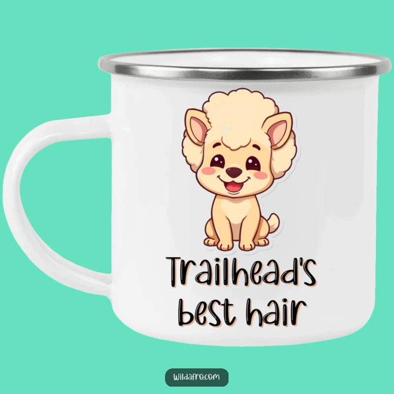 Funny Dog Afro Camping Mug - Bouncy Haired Pup Outdoor Mug, Perfect Gift