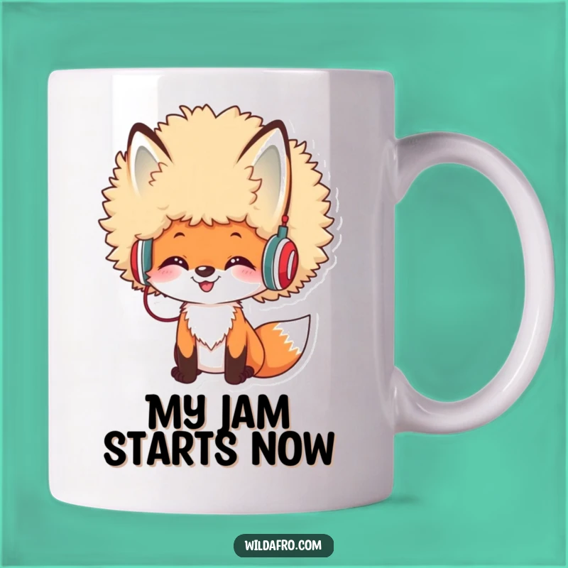 Funny Afro Fox DJ Mug: Humorous Gift for Music Lovers & Foxes