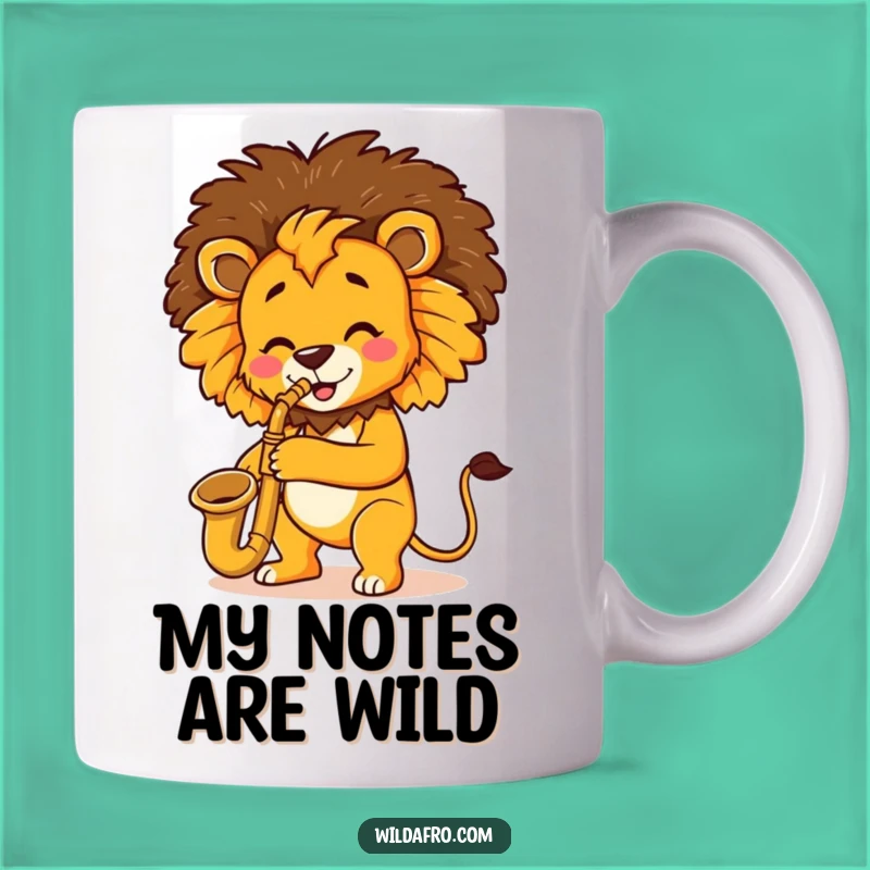 Funny Lion Saxophone Afro Mug - A Jazzy Gift for Music Lovers and Animal Enthusiasts