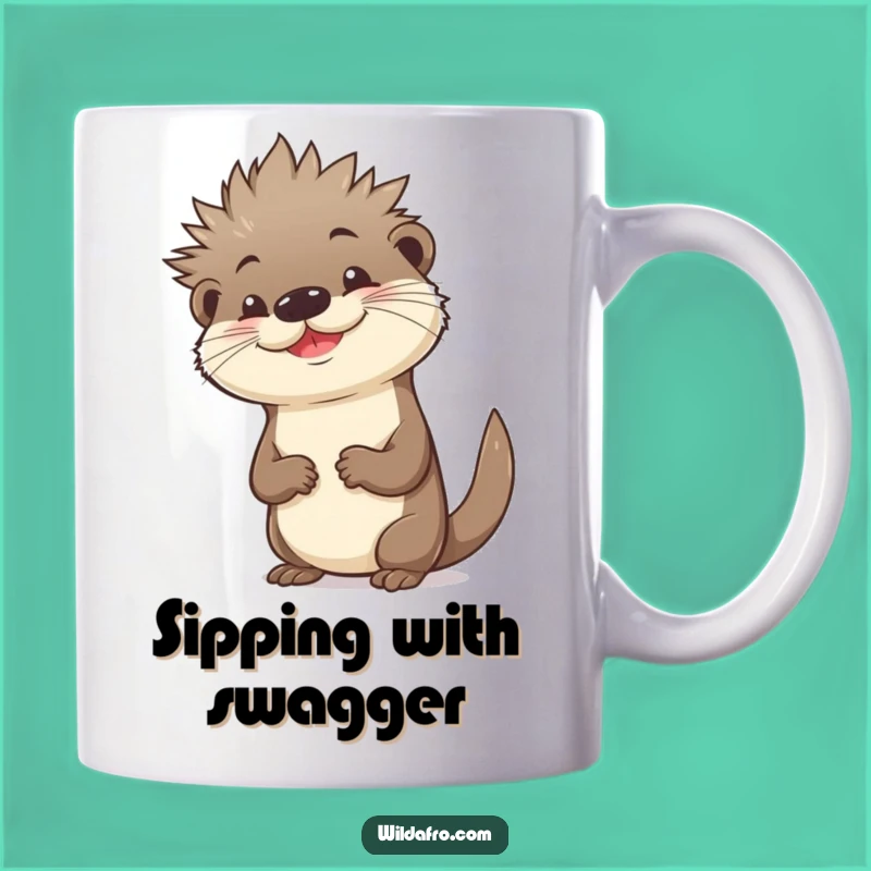 Funny Otter Afro Confidence Mug - Cool Pose, Hilarious Gift for Otter Lovers