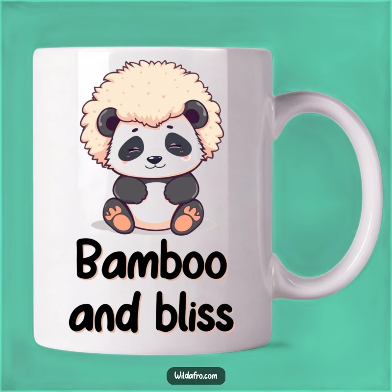 Funny Panda Afro Mug Gift: Contented Character Relaxing with Magnificent Round Style