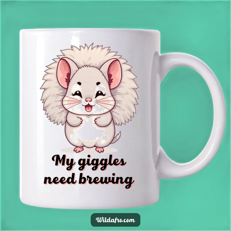 Funny Chinchilla Afro Mug: Giggling Character Hiding for a Cute Gift