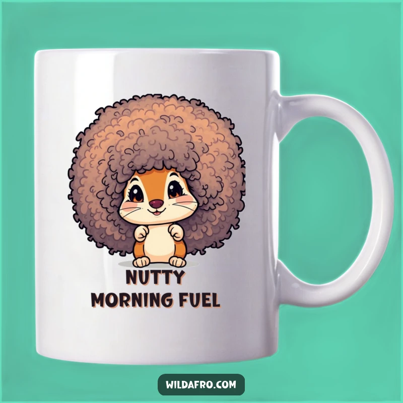 Funny Squirrel Afro Mug: Curious Character Peek Gift