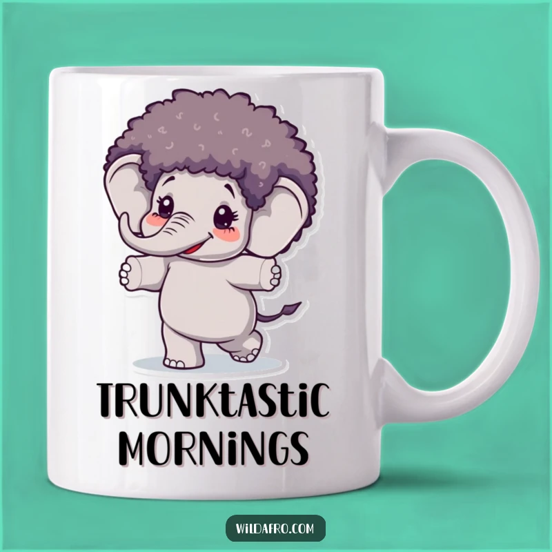 Funny Elephant Afro Wig Mug - A Groovy Gift for Dance Lovers and Party Animals
