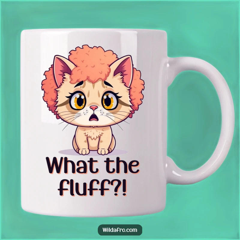 Funny Cat Shocked Afro Mug - Hilarious Hairpiece Surprise Humor Gift