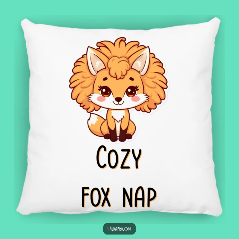 Funny Fox Afro Pillow - Cozy & Playful Vixen Decor, Adorable Gift