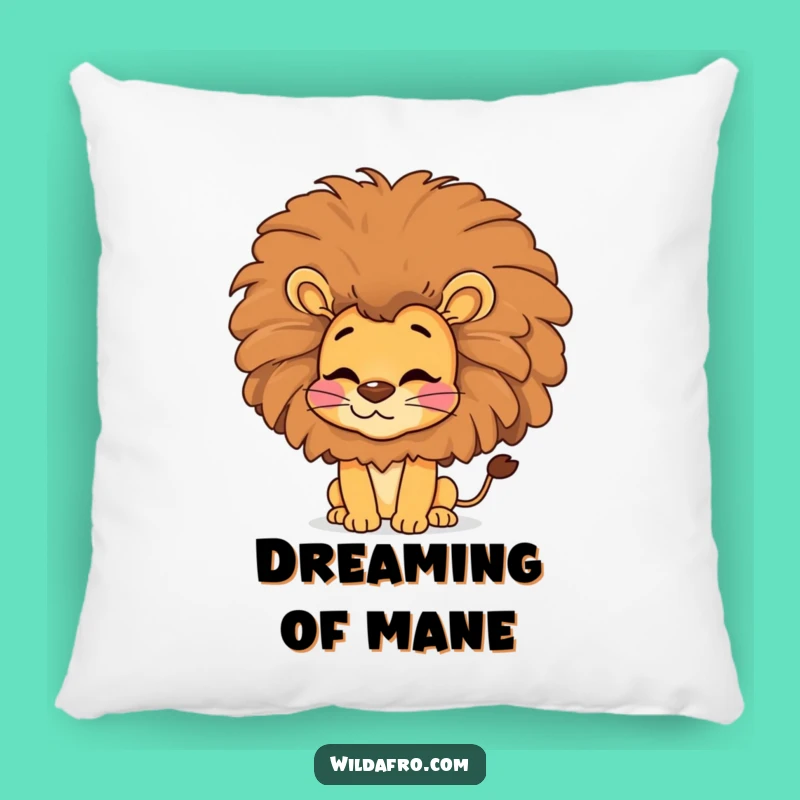 Funny Lion Afro Kiss Pillow, Groovy Cushion Art, Hilarious Home Decor Gift