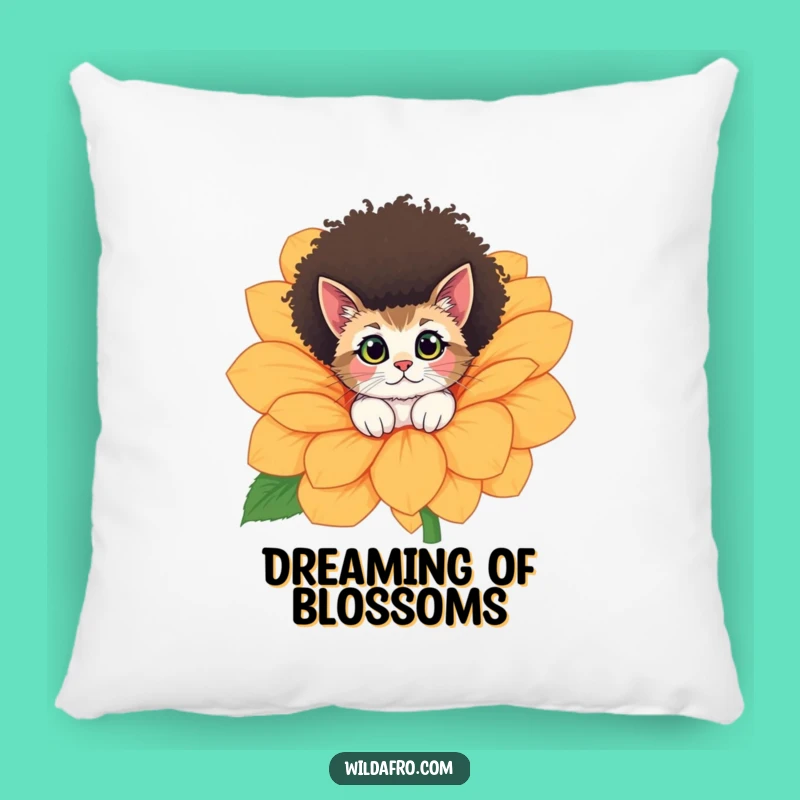 Funny Cat Afro Flower Peek Pillow - Comfy Whimsical Cushion Gift