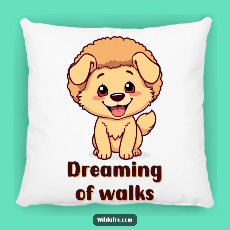 Funny Dog Afro Pillow: Happy Wagging Tail Character Cushion Gift