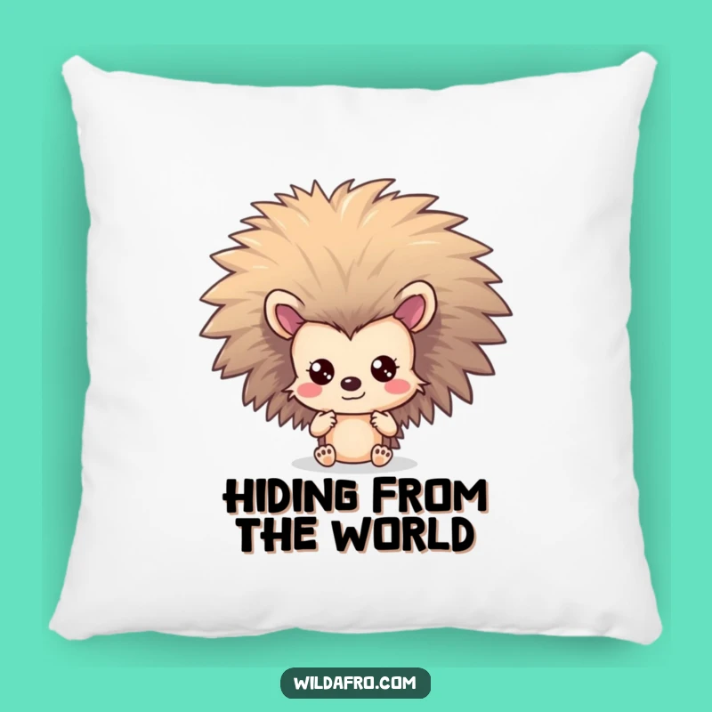 Funny Hedgehog Afro Pillow: Shy Character Hiding Cushion Gift