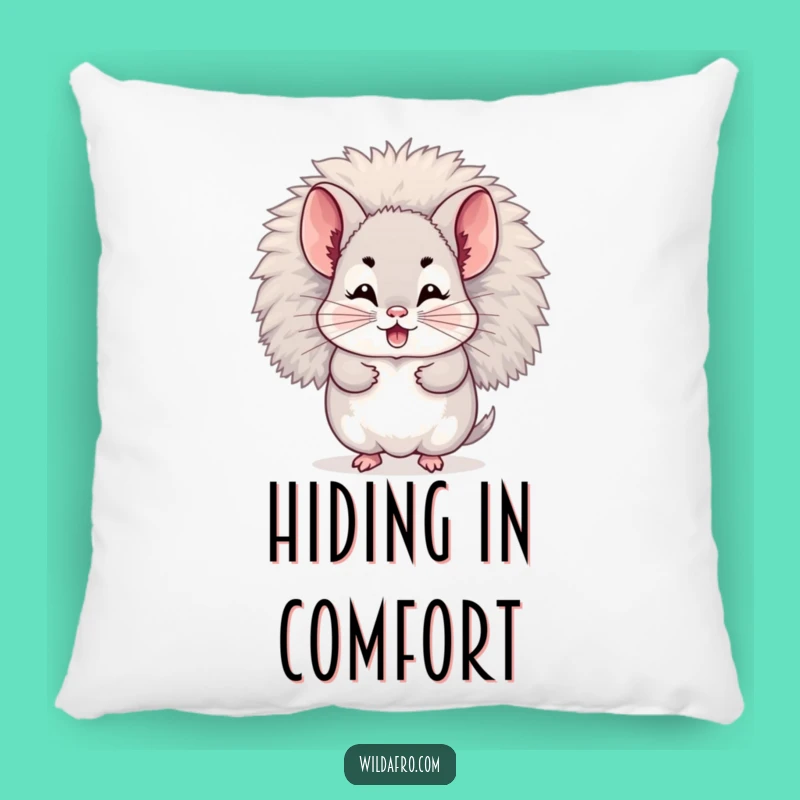 Funny Chinchilla Afro Pillow: Giggling Character Hiding for a Cute Gift