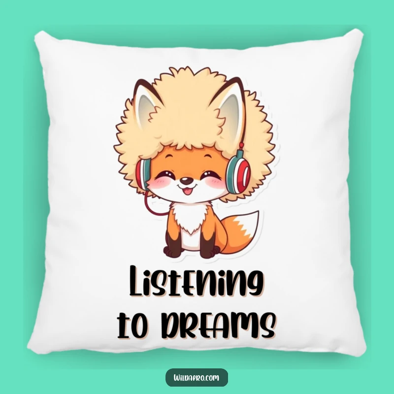 Funny Afro Fox DJ Pillow: Cozy Humorous Gift for Music Lovers