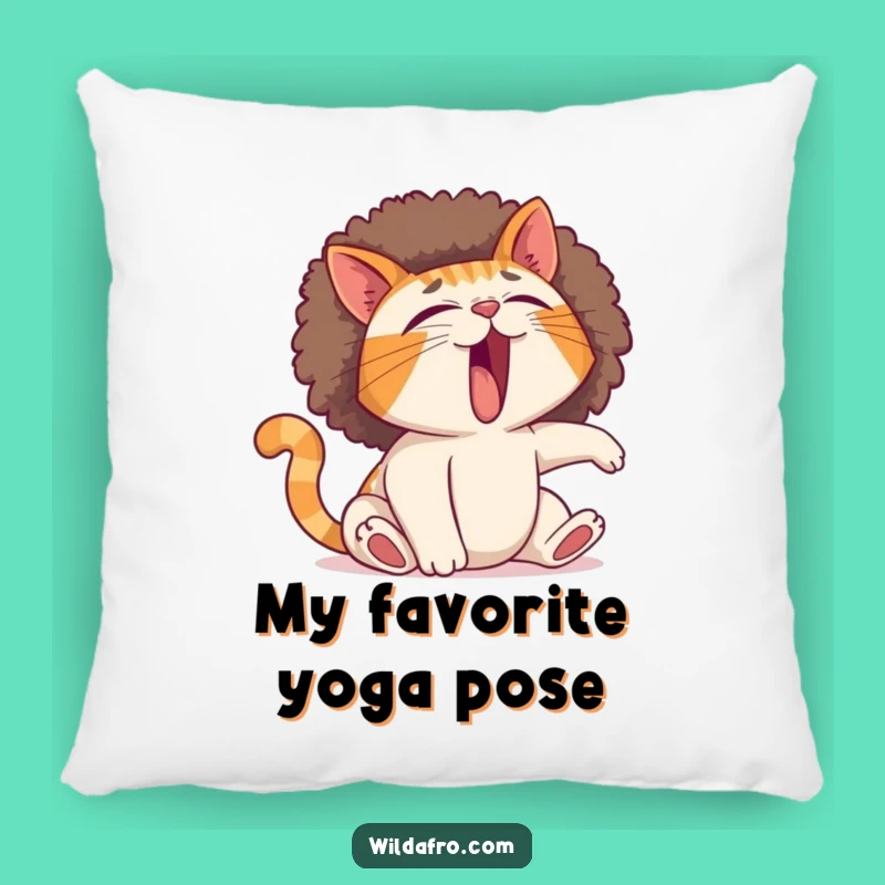 Funny Cat Afro Pillow: Huggable Comfort with Hilarious Sleepy Feline Design