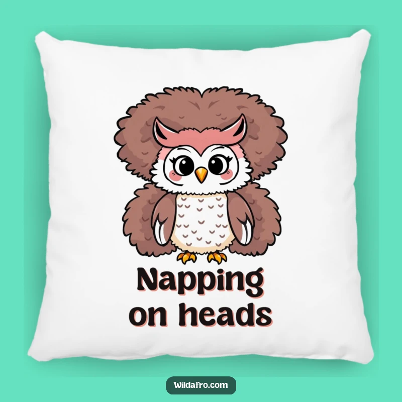 Funny Owl Afro Pillow: Playful Character On Top Cushion Gift