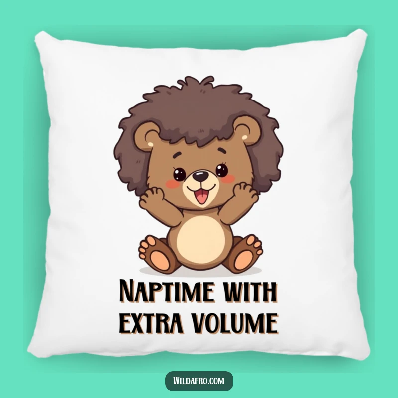 Funny Bear Cub Afro Pillow - Soft Wild Animal Cushion, Comfy Gift