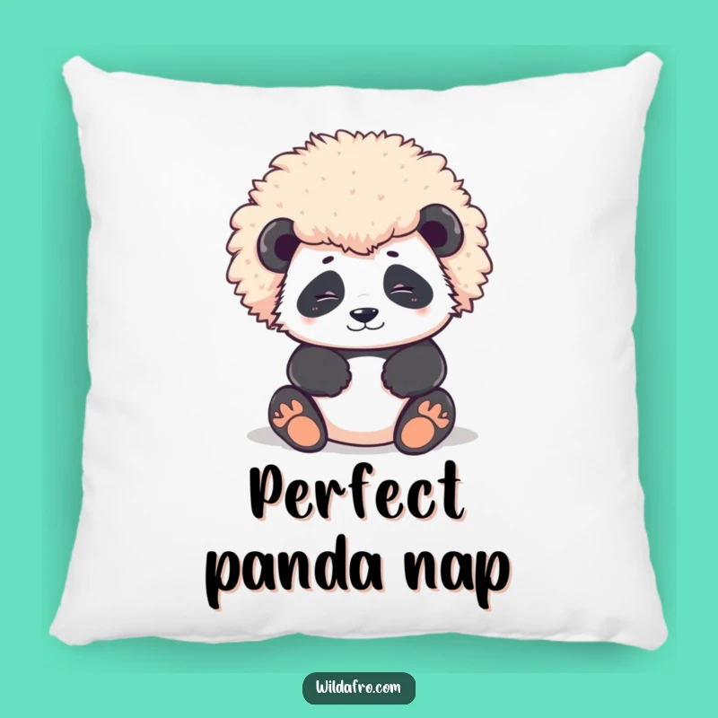Funny Panda Afro Pillow: Contented Character Comfort with Magnificent Round Shape