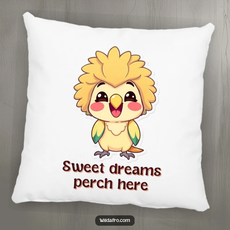 Funny Parrot Pillow w/ Afro, Delighted and Squawking Cheerfully, Soft and Humorous Home Accent