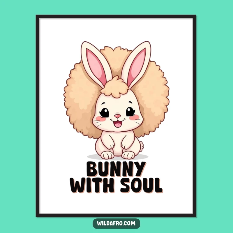 Funny Afro Bunny Digital Art: Humorous Downloadable Print for Stylish Decor