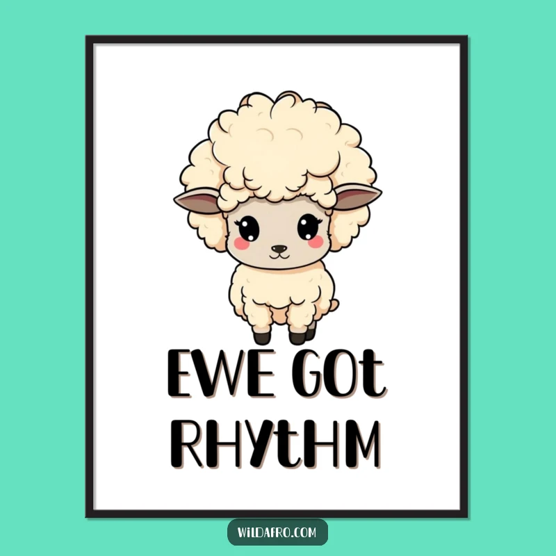 Funny Sheep Afro Digital Art - Instant Cute Bobbing Gift