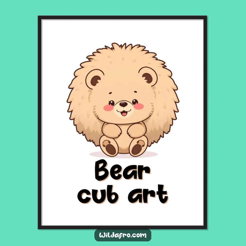 Funny Bear Afro Digital Art: Instant Cozy Charm for Your Walls