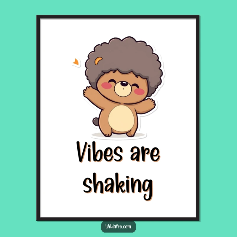 Funny Bear Afro Print: Playful Character Bouncing Afro for a Hilarious Gift