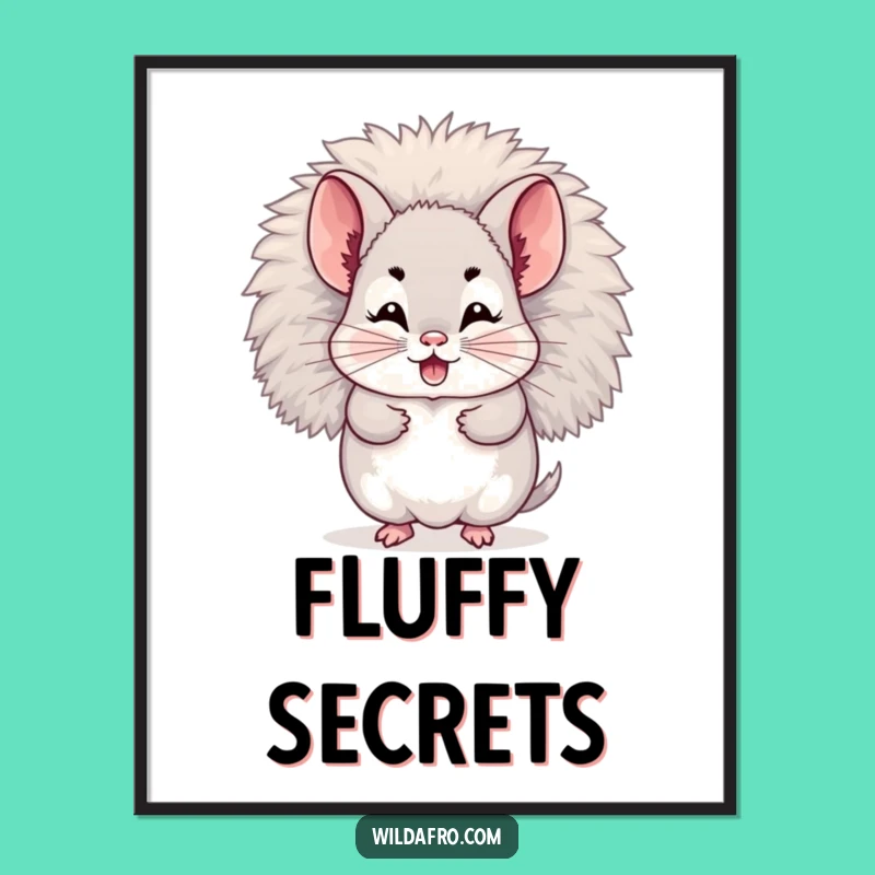 Funny Chinchilla Afro Print: Giggling Character Hiding for a Cute Gift