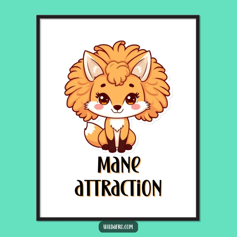Funny Fox Afro Digital Art - Playful Vixen Print, Instant & Unique Gift