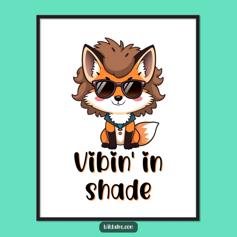 Funny Fox Afro Sunglasses Digital Art, Cool Print, Hilarious Instant Gift