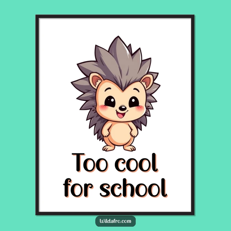 Funny Hedgehog Afro Digital Art - Instant Spiky Personality for Your Walls Gift