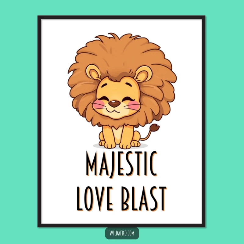 Funny Lion Afro Kiss Digital Art, Groovy Print, Hilarious Instant Gift