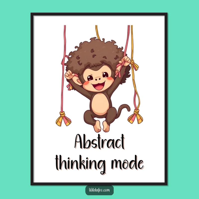 Funny Monkey Afro Yarn Swing Digital Art - Instant Humor Download Gift